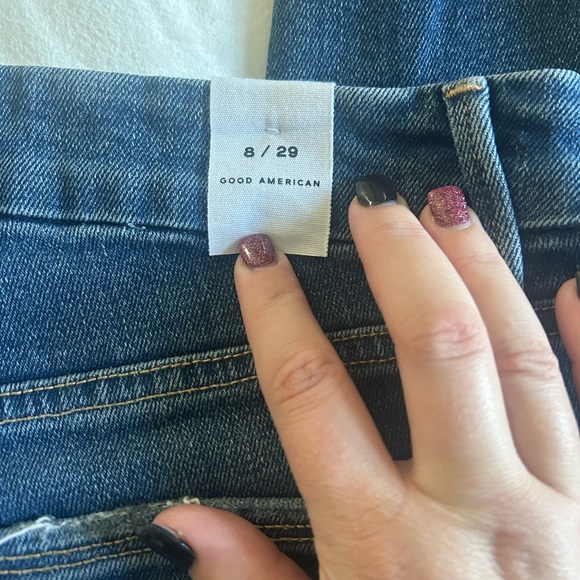 *GOOD AMERICAN Good Legs High Waist Chew Hem Ankle Cigarette Jeans BLUE842 O-27 - Picture 14 of 15